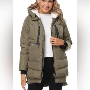 Fadshow Khaki Hooded Puffer Coat
